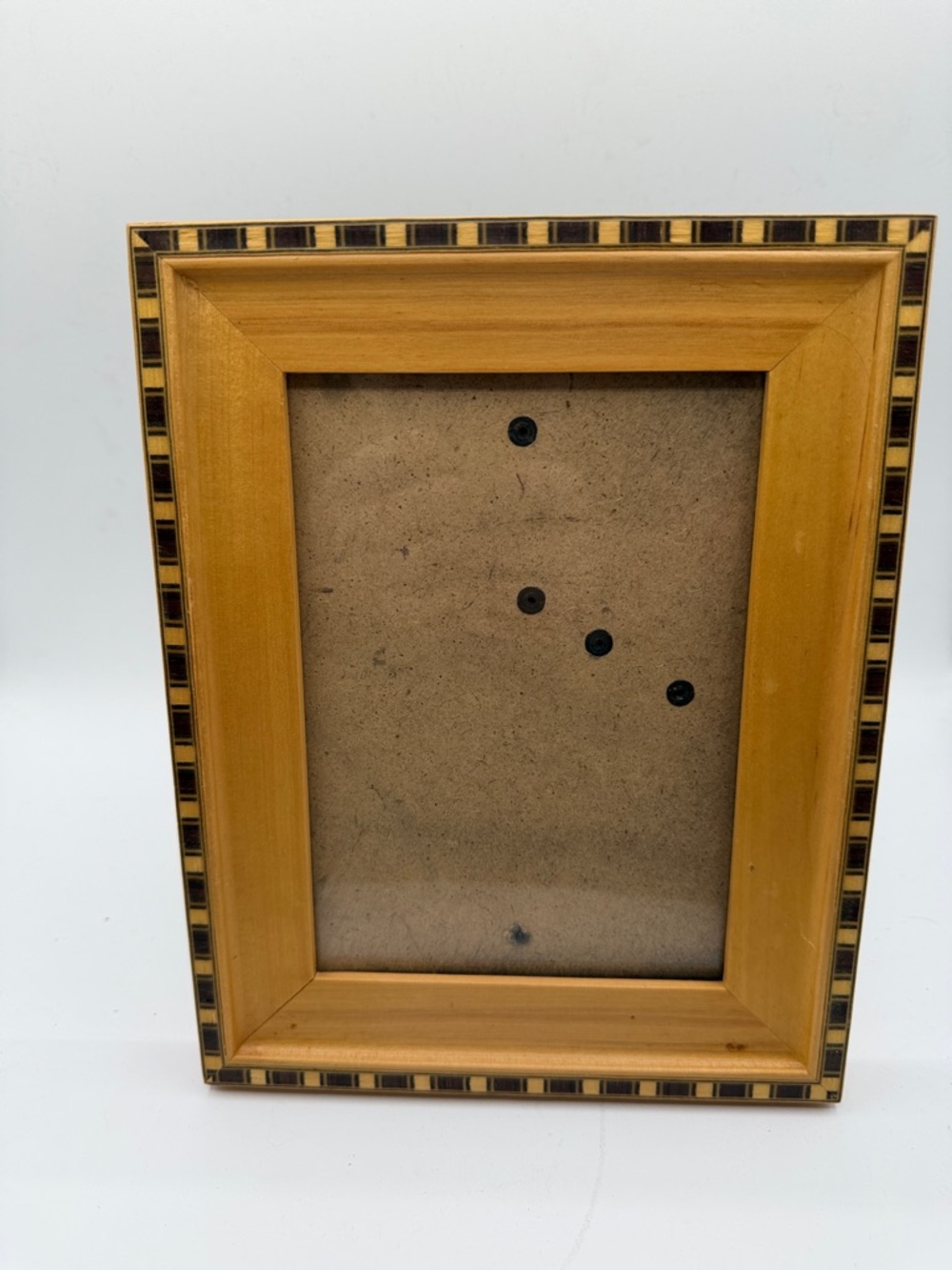Classic Wood Picture Frame with Decorative Inlay - Honey Brown 5” by 7”